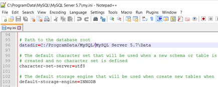 Moving MySQL Database – Editing datadir.